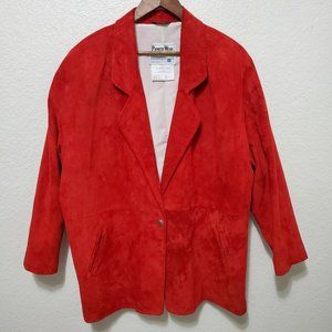 Vintage Pioneer Wear Suede Leather Jacket red